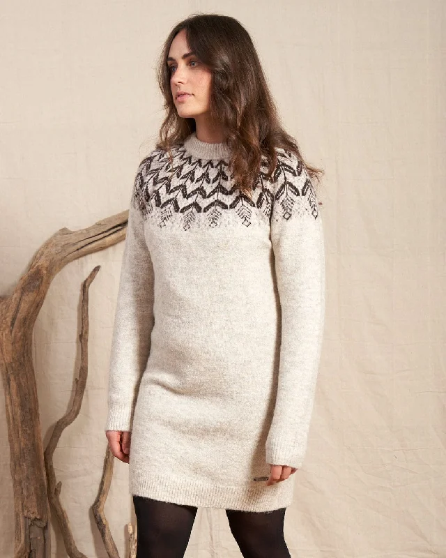 Fairisle - Womens Knitted Midi Dress - Cream Casual Women's Japanese 