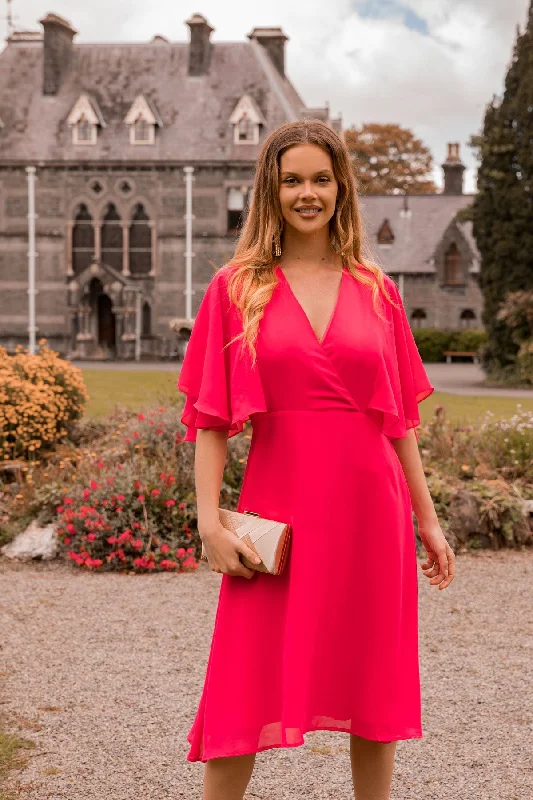 Fuchsia Angel Sleeve Dress