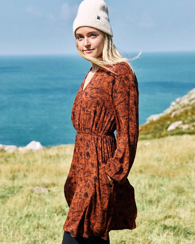 Lowry Mini - Floral Dress - Dark Orange British Gentlewoman Style
