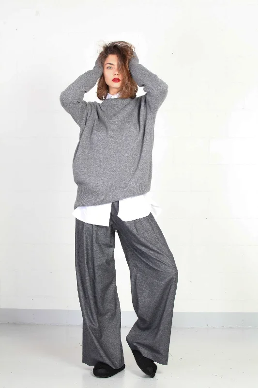 Yaris Grey Trousers Classic Women's Pin - striped