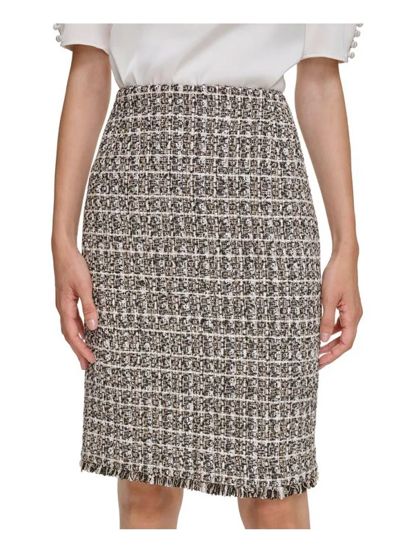 Petites Womens Metallic Pencil Skirt Hip Women's Retro