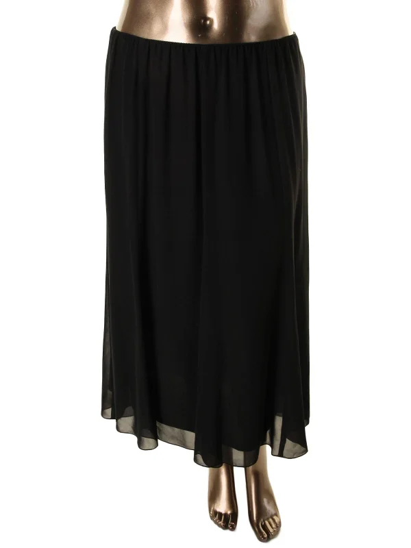 Plus Womens Chiffon Pleated A-Line Skirt Classic Women's Pin - striped