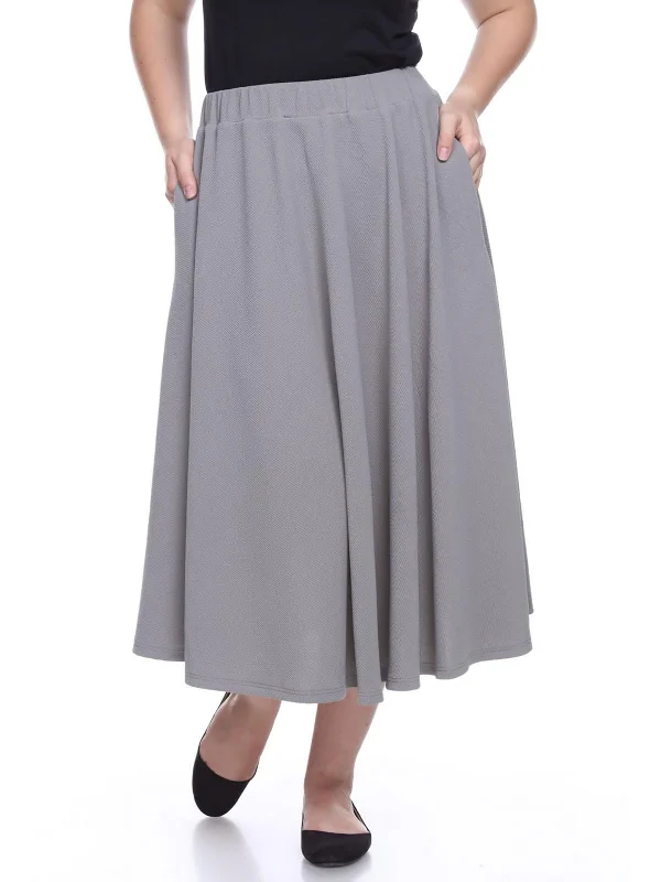 Plus Womens Knit Textured A-Line Skirt Bohemian Women's Free