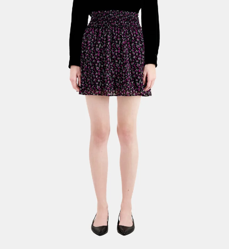 Short Printed Skirt With Smocking