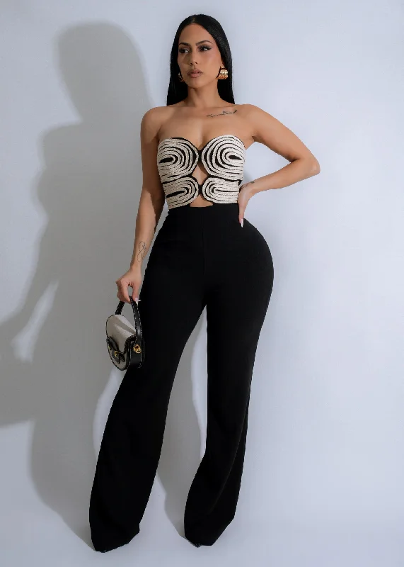 Spiral Seduction Jumpsuit Black