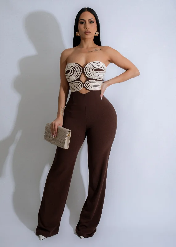 Spiral Seduction Jumpsuit Brown