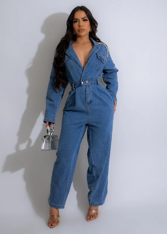 When You Believe Rhinestones Jumpsuit Denim