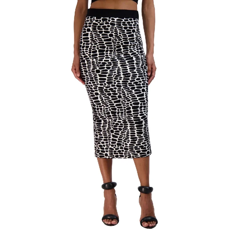 Womens Animal Print Back Slit Pencil Skirt