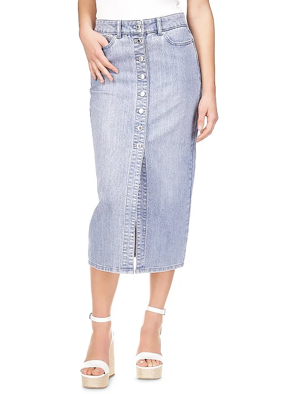 Womens Front Slit Long Denim Skirt Bold Women's Statement