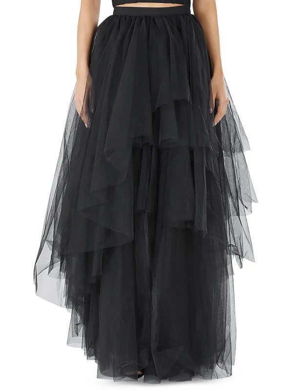 Womens Full Length Tulle Maxi Skirt