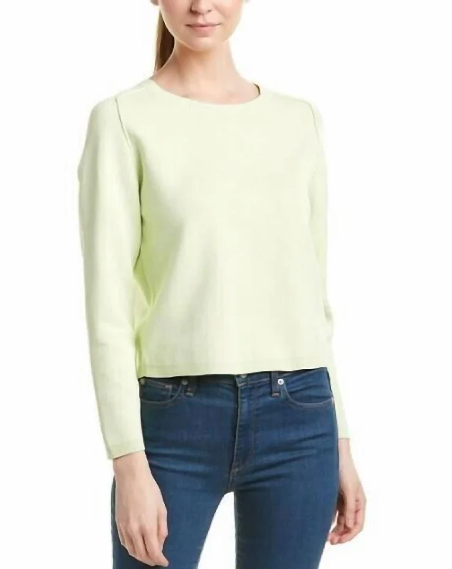 Alex Pullover Stretch Knit Sweater In Green Feminine Women's Style 