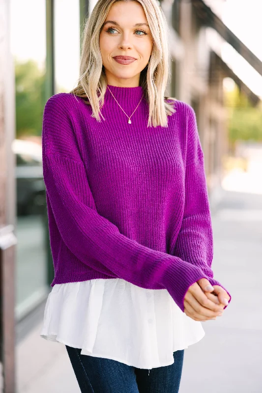 Focus On You Magenta Purple Layered Sweater