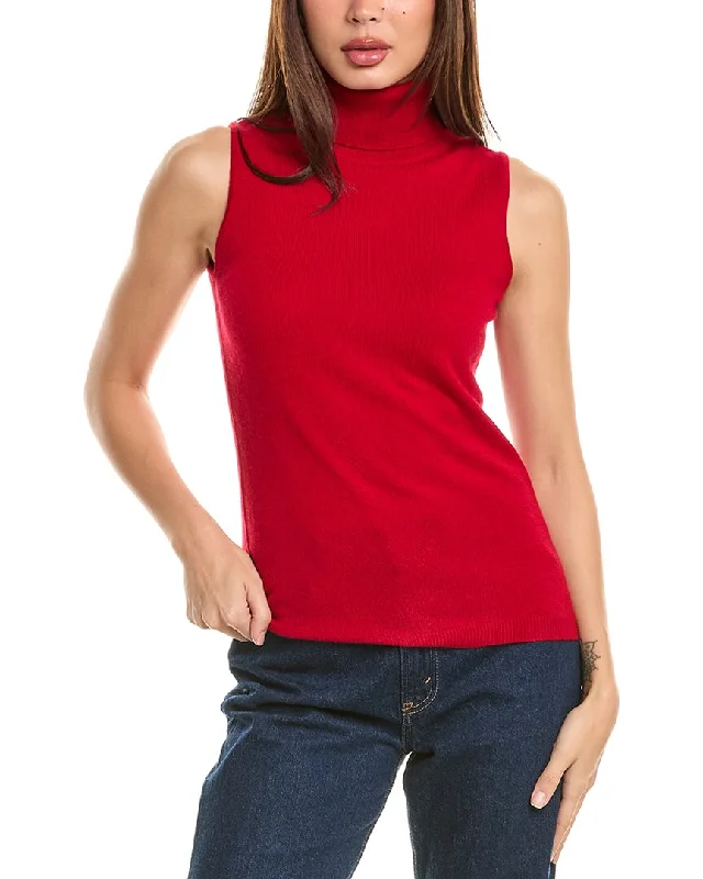 Forte Cashmere Sleeveless Turtleneck Cashmere Sweater