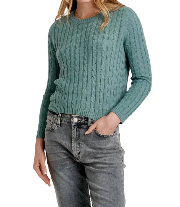 Lupe Cable Sweater In Slate Blue