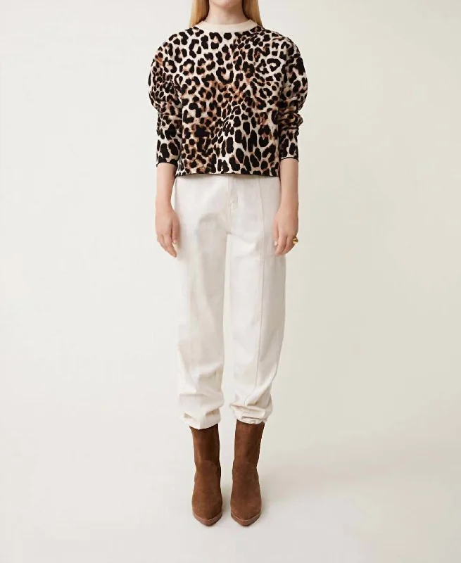 Paleo Leopard Knit Sweater In Camel