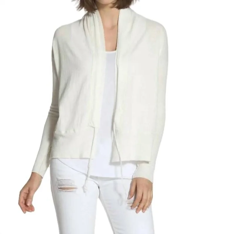 String Tie Cardigan In White